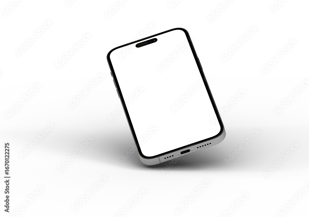 Poster high-quality image of a modern smartphone with a blank screen, perfect for app presentations or webs