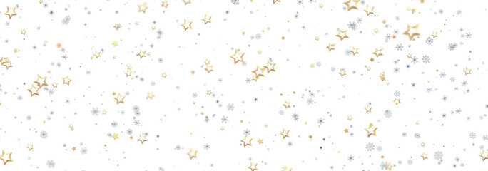 Elegant winter holiday background with gold and silver stars. Perfect for cards, invitations, and more.