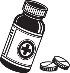 Medical pill bottle and medicine dropper illustration, healthcare pharmacy concept vector design