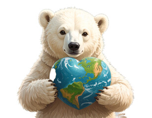 polar bear with globe