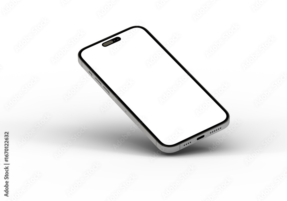 Poster high-quality image of a modern smartphone with a blank screen, perfect for app presentations or webs