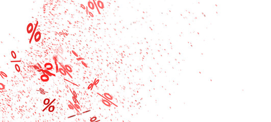 Abstract background with red percentage symbols exploding. Perfect for sale, discount, or marketing concepts.