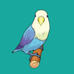 blue cartoon lovebird vector