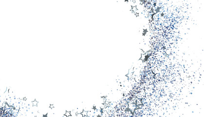 Obraz premium Sparkling silver stars and glitter on white. Perfect for festive designs, cards, and more.