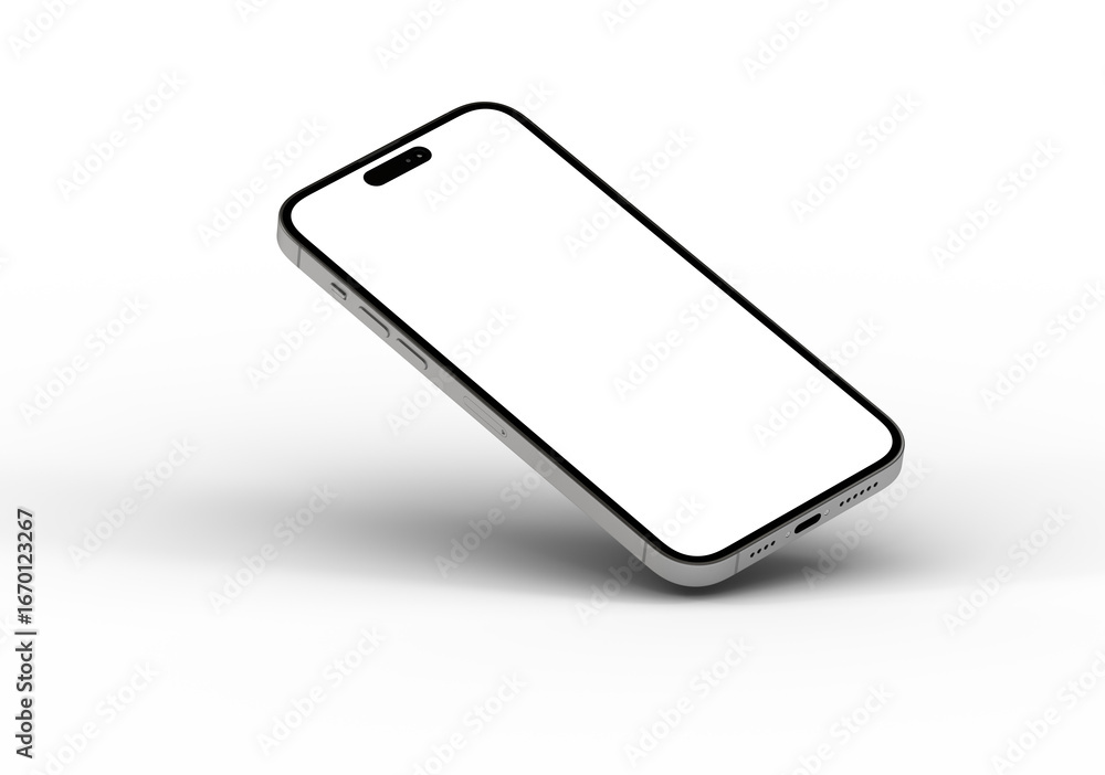 Poster high-quality image of a modern smartphone with a blank screen, perfect for app presentations or webs