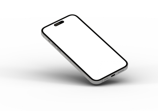 High-quality photo of a modern smartphone with a blank screen, perfect for app presentations or website mockups.
