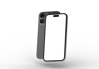 High-quality photo of a modern smartphone mockup with a blank screen, perfect for app presentations or website designs.