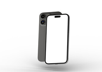 High-quality image of a modern smartphone mockup with a blank screen, perfect for app presentations or website designs.