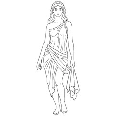 Romantic Aphrodite Line Art – Beauty and Charm Vector Illustration Smooth Goddess Drawing – Aphrodite Drawing – Line Art Drawing of Aphrodite – Aphrodite Icon – Greek Goddess Vector
