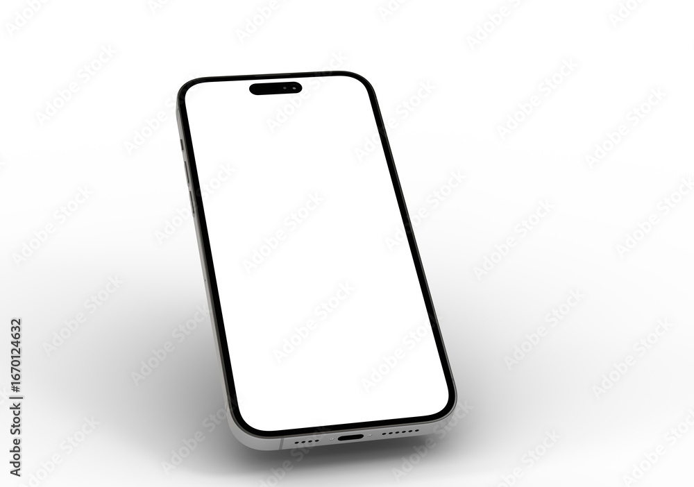 Poster high-quality image of a modern smartphone with a blank screen, perfect for app presentations or webs