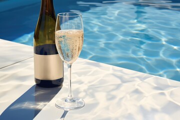 Obraz premium Champagnes floating outdoors bottle glass.