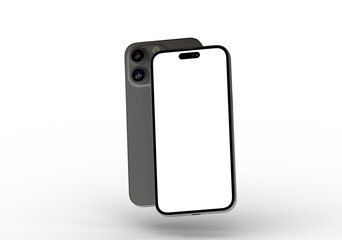 High-quality image of a sleek smartphone mockup with a blank screen, perfect for app presentations or website designs.