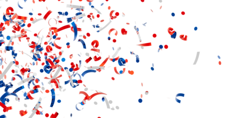 Download this festive image of red, white, and blue confetti for your celebratory designs. Perfect for Independence Day!