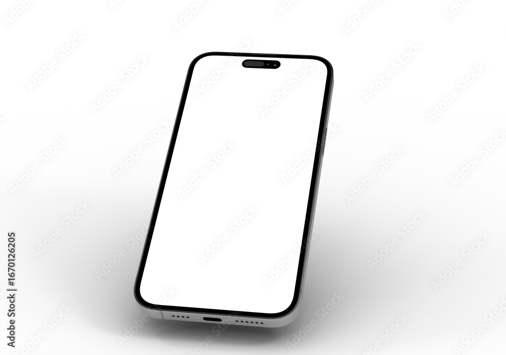 Poster high-quality image of a modern smartphone with a blank screen, perfect for app presentations or webs