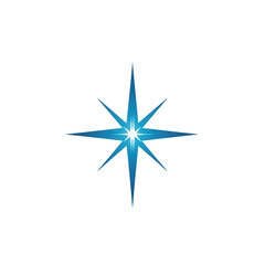 Obraz premium Blue star isolated on transparent background with bright shine and sparkle effect