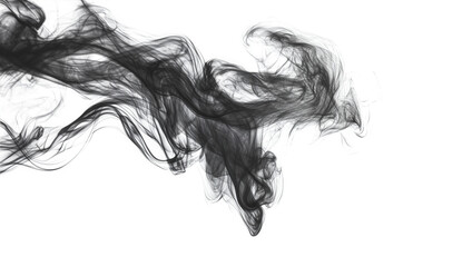Abstract black smoke is flowing on the isolated on transparent background