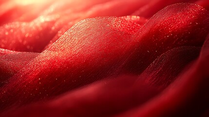 Abstract close up photo of flowing crimson fabric displaying texture and elegance