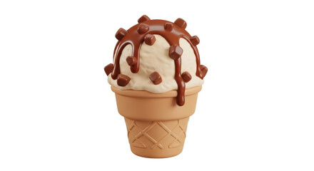 Isolated Ice Cream with Chocolate Sauce and Nuts