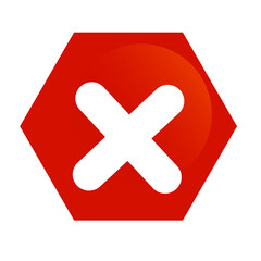 Obraz premium Hexagonal Cross Check Mark Button Symbol Icon on a Transparent Background