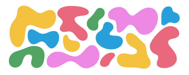 Set of playful amoeba organic irregular shapes in flat style. Minimalist irregular random organic spots for contemporary design.
