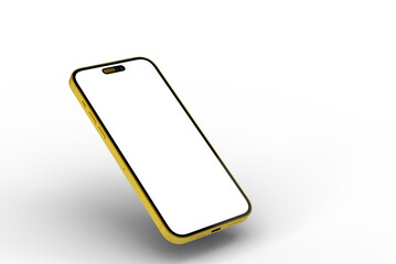 Modern yellow smartphone mockup with blank screen. Perfect for app presentations, website design,...