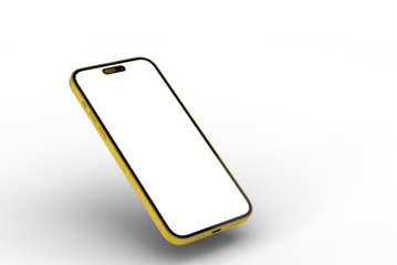 Modern yellow smartphone mockup with blank screen. Perfect for app presentations, website design, and mobile technology concepts.