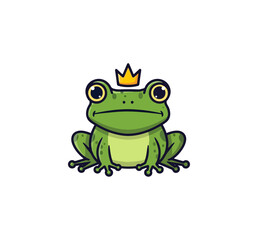 Obraz premium Cartoon frog wearing crown illustration