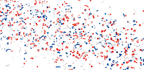 Festive confetti background with red, white, and blue colors. Perfect for celebrations and holidays.