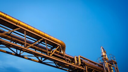 Industrial Pipeline Structure Against Blue Sky
