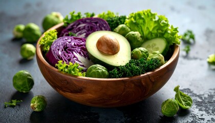 Healthy vegetable bowl with avocado