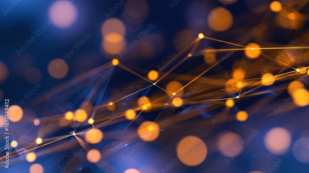 Aufkleber abstract representation of interconnected glowing lines and dots against a blue background