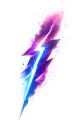 Obraz premium Vibrant neon lightning bolt isolated on transparent background, a striking abstract design