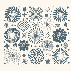 White modern geometric flowers pattern isolated with white highlights4
