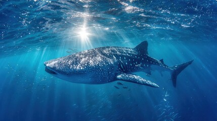 Sunlight Dapples A Gentle Giant Whale Shark