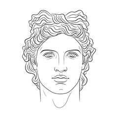 Healing Apollo Line Art – Light and Music Vector Illustration Refined God Drawing – Apollo Drawing – Line Art Drawing of Apollo – Apollo Icon – Greek God Vector