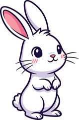 Fototapeta premium Cute cartoon white rabbit illustration.
