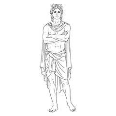 Healing Apollo Line Art – Divine Prophecy Vector Illustration Artistic God Drawing – Apollo Drawing – Line Art Drawing of Apollo – Apollo Icon – Greek God Vector