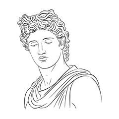 Mythical Apollo Line Art – Bow and Arrow Vector Outline Drawing with Celestial Precision – Apollo Drawing – Vector of Apollo – Apollo Outline – Greek God Lineart