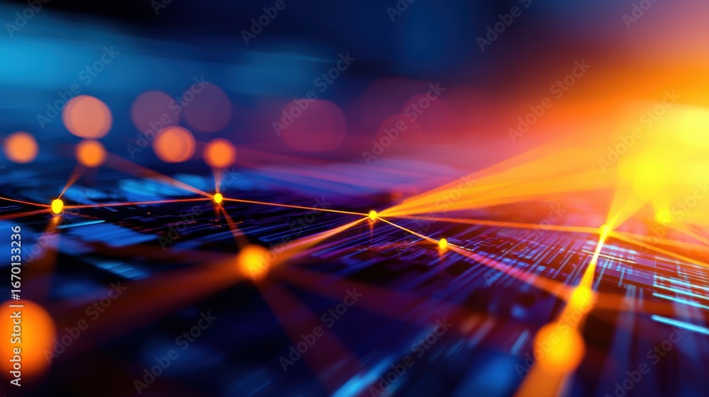 Aufkleber abstract representation of digital connections and data flow, showcasing vibrant colors and light pa
