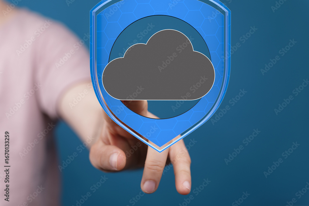 Aufkleber high-level cloud security. protect sensitive data with robust encryption and advanced threat detecti