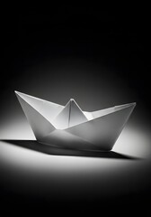 Obraz premium Paper Boat Origami White Ship