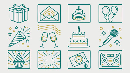 Naklejka premium Celebration Icons Set.