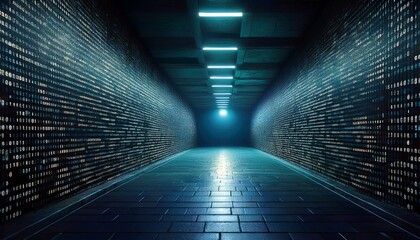 concrete tunnel with binary code wall
