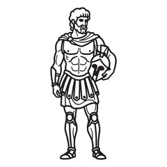 Fototapeta premium Divine Ares Line Art – War Armor Vector Outline Drawing with Legendary Combat Spirit – Ares Drawing – Vector of Ares – Ares Outline – Greek God Lineart