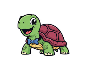 Fototapeta premium Cute cartoon turtle with bow tie