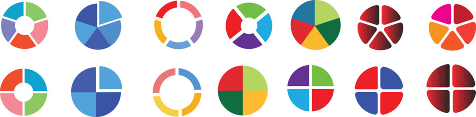 Colorful Pie Chart Infographic Set – Vector Illustration