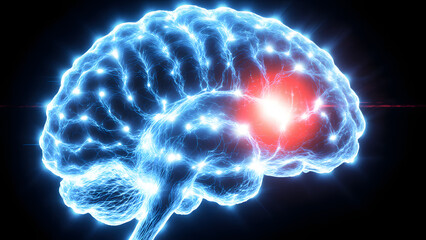 human brain in a dark background