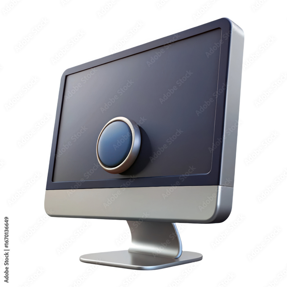 Aufkleber 3d modern computer monitor with control dial isolated on transparent background