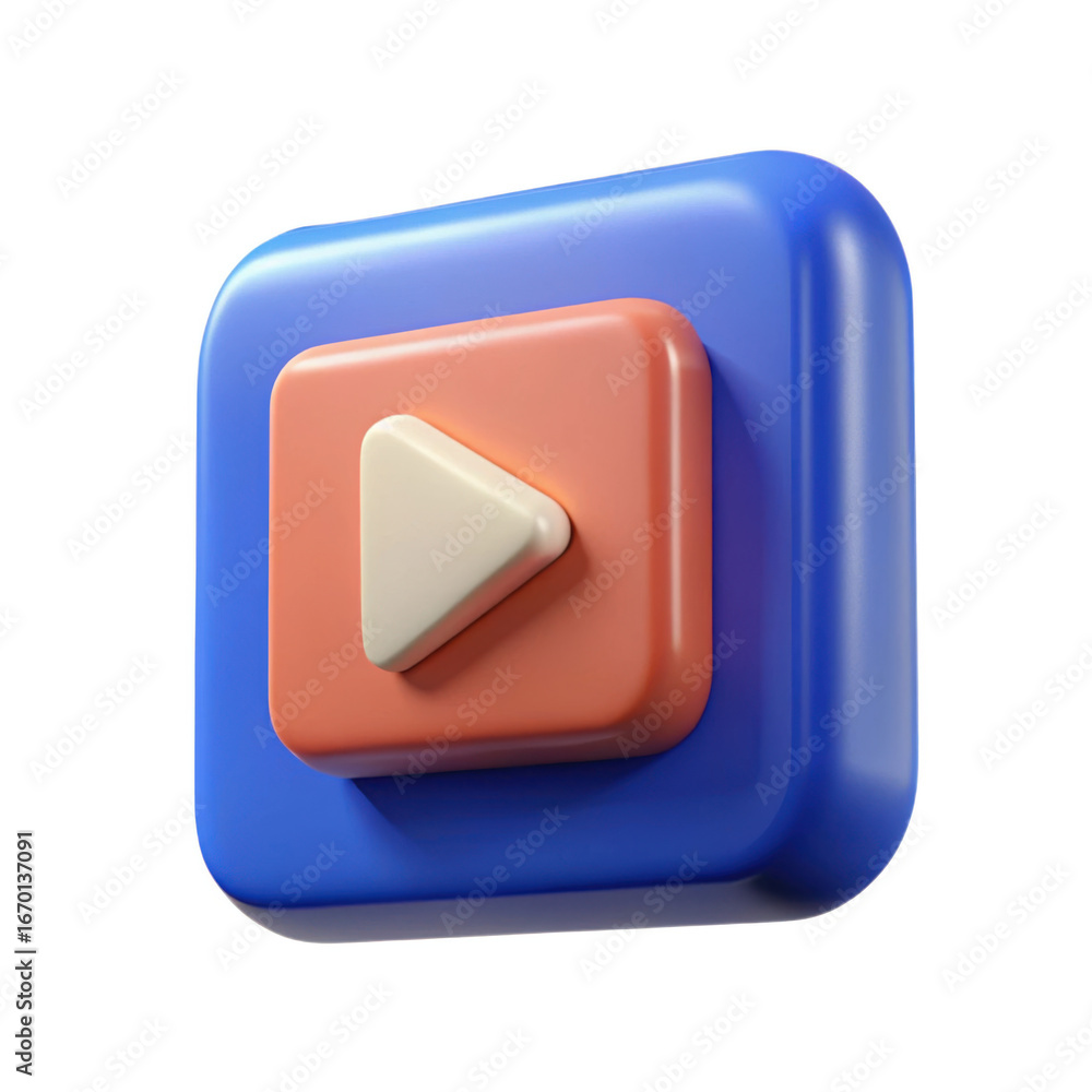 Poster 3d play button icon isolated on transparent background