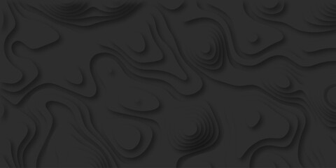 paper cut 3d render topography abstract, beautiful black Background. geometric map relief texture with curved layers and shadow. Realistic papercut decoration textured with wavy vector design.